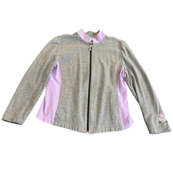 St. John Sports Gray Purple Lounge Full Zip Jacket & Pant Set, Size M & P(S) - Picture 2 of 11